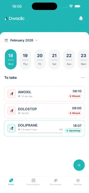 Dwaclic app home screen